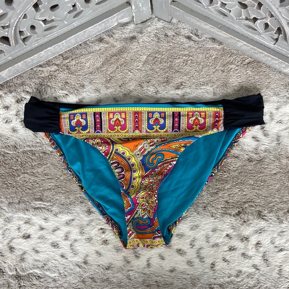 Trina Turk bikini bottoms size 12 boho floral paisley tropical beach resortwear